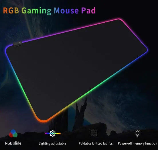 Mouse Pad Gamer Grande Speed Borda Led 7 Cores Rgb Impermeável 300mm X 800mm